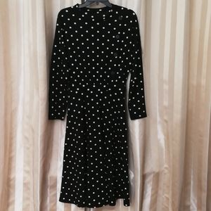*Zara* black background with white dots dress.